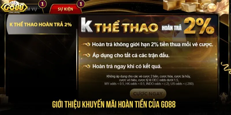 Giới thiệu khuyến mãi hoàn tiền của GO88