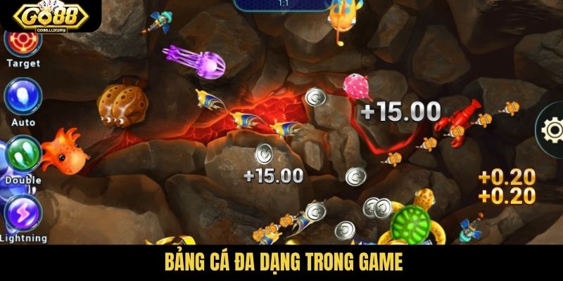 Bảng cá đa dạng trong game